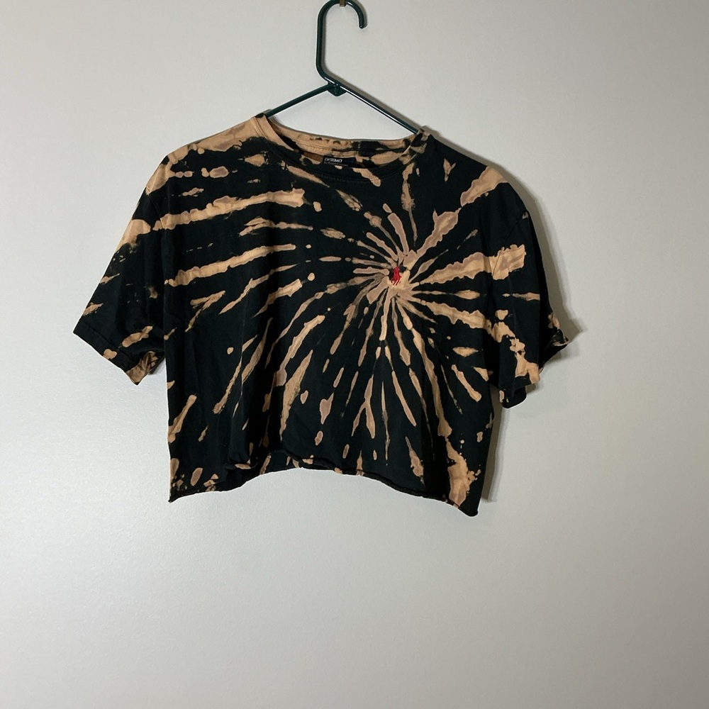 Ralph Lauren Black and Tan Cotton Polo Cut Off T-shirt